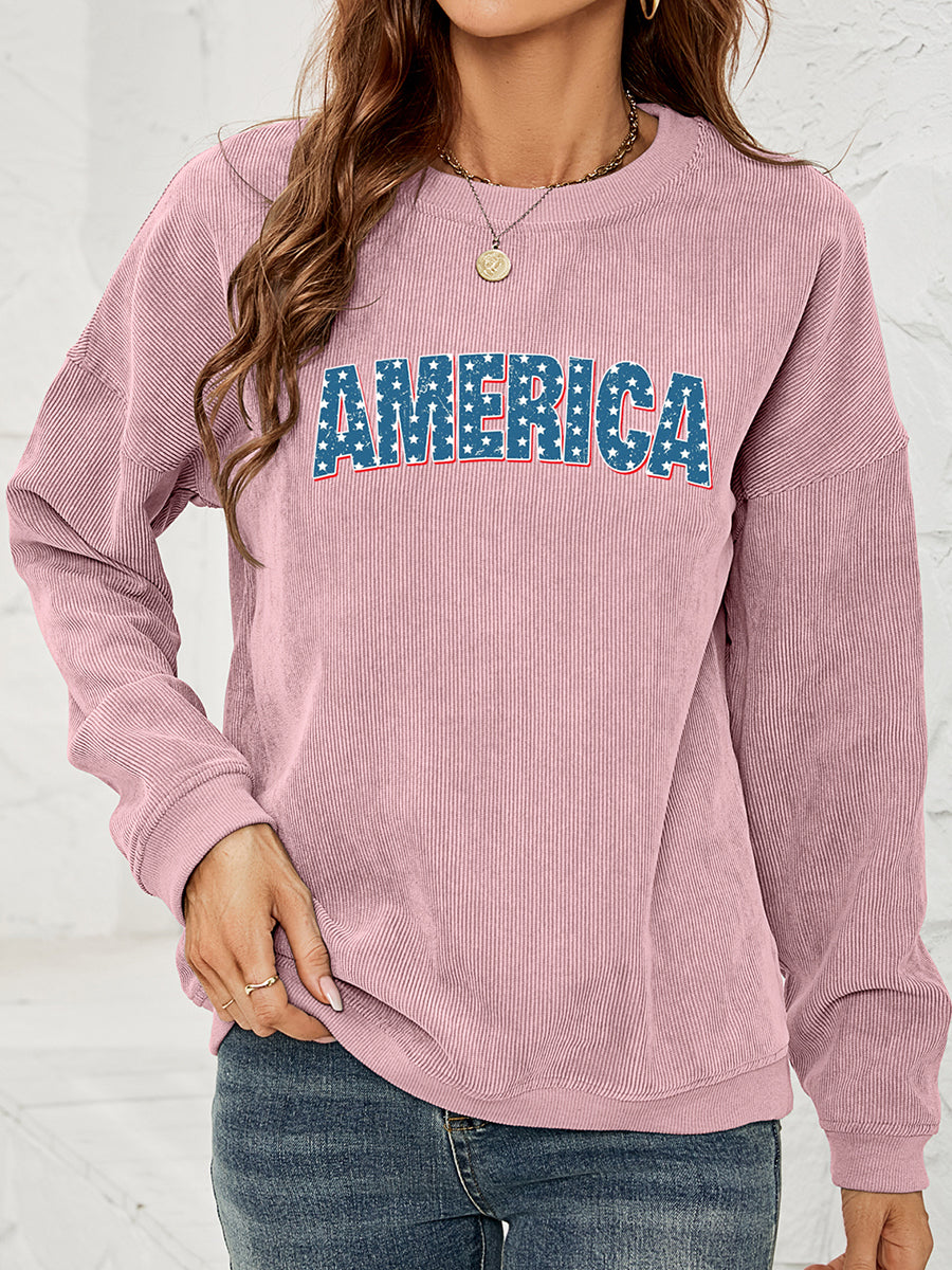 AMERICA Graphic Dropped Shoulder Sweatshirt